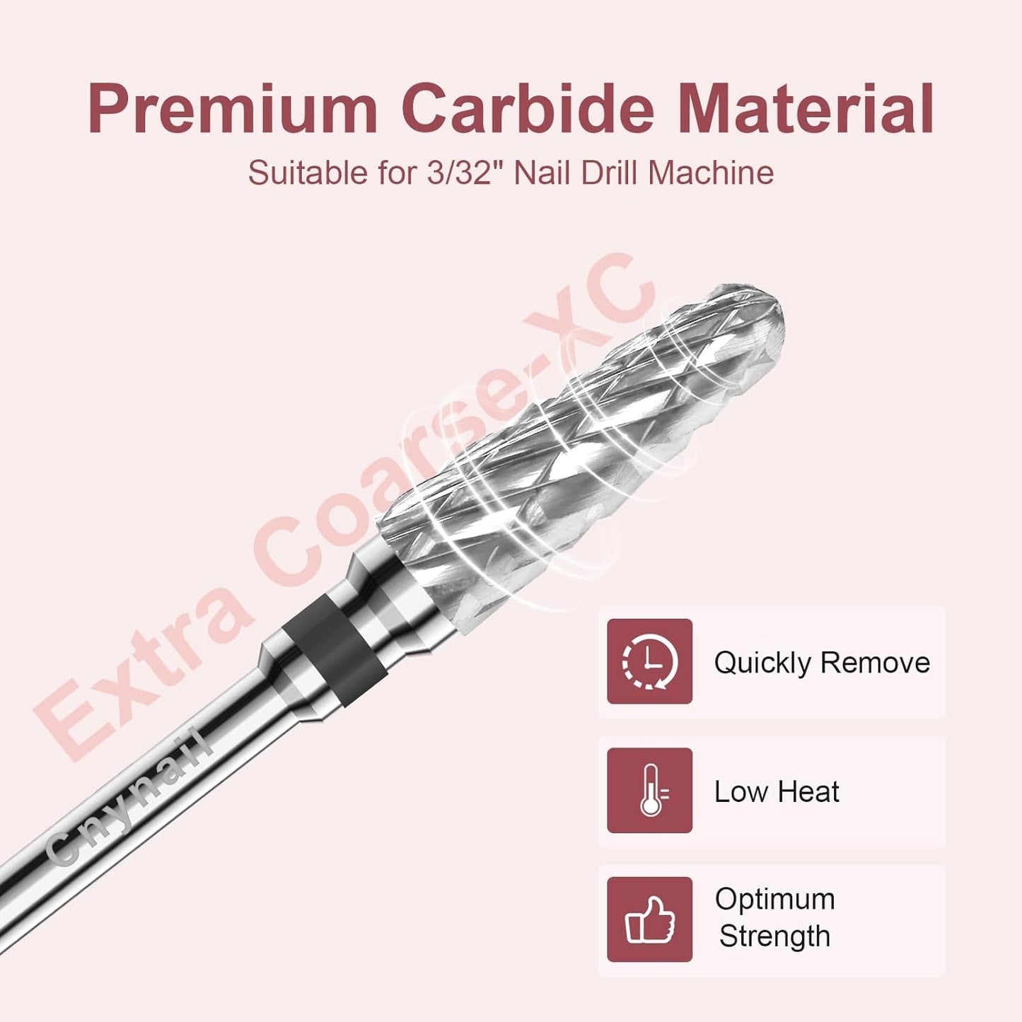 3/32" 2PCS Clean Cone Bits Extra Coarse Grit Carbide Cuticle Cleaner Bit for Electric Nail Drills – Professional Manicure Tool for Nail Salons and Home Use (XC Grit. Silver)