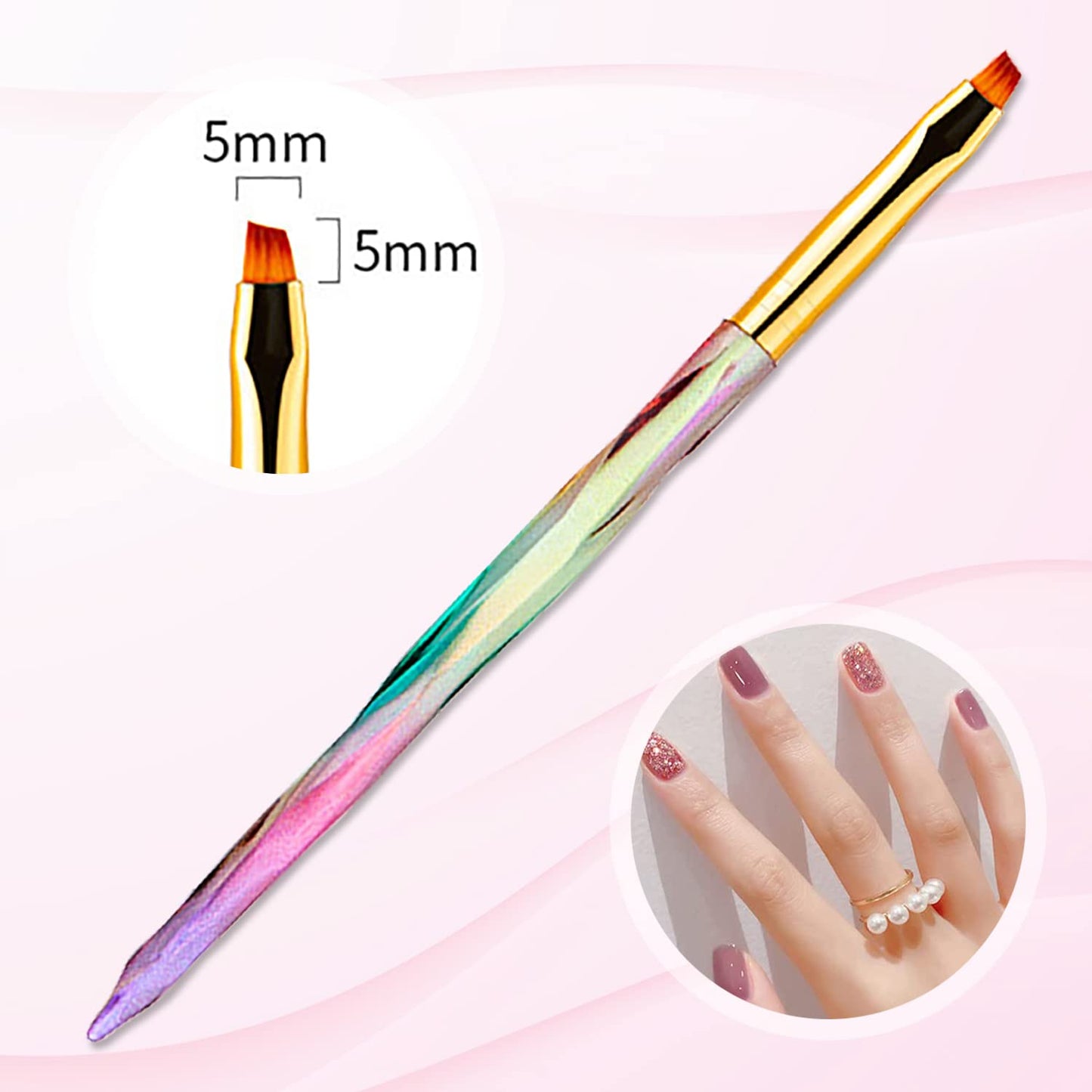 SILPECWEE 3pcs Nail Clean Up Brushes, Nail Polish Remover Brush, Nail Brushes for Cleaning Polish Mistake, Acetone brush, Nail Art Brush Manicure Brush for Nails Design Tool