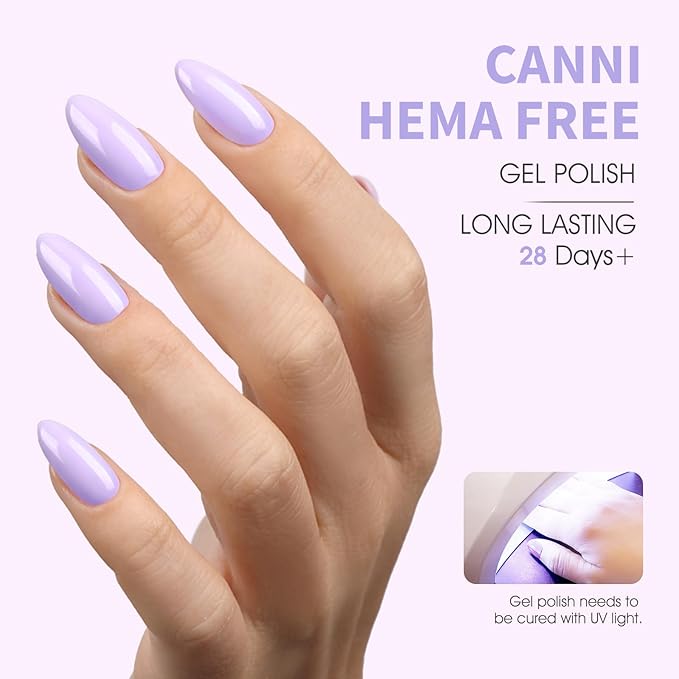 CANNI Purple Gel Nail Polish, 1Pcs Light Purple Gel Polish Pastel Color High Gloss Soak Off U V Nail Manicure Salon DIY