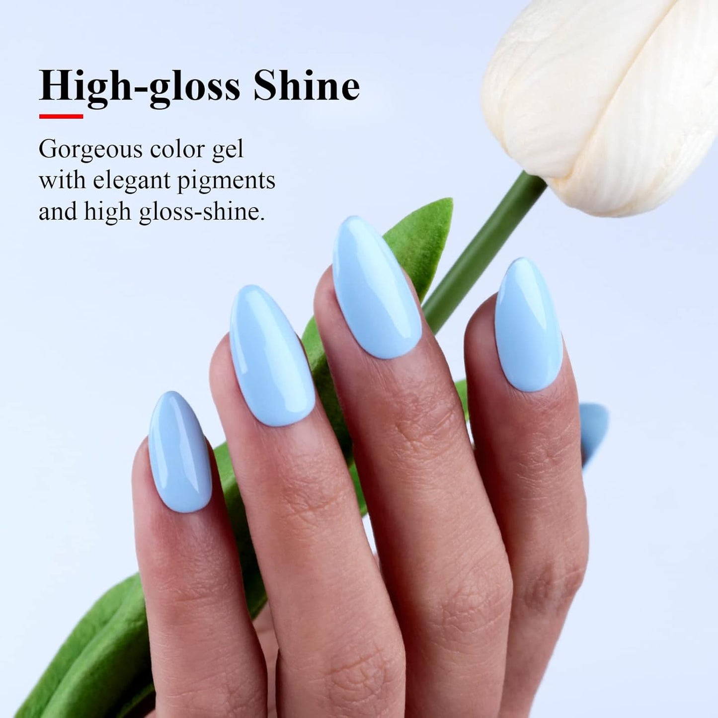Imtiti Pastel Gel Nail Polish, 1 Pcs 0.5 Fl Oz Pastel Blue Gel Polish Soak Off LED U V Nail Gel Polish Spring Summer Easter Gel Nail Polish DIY Nail Art Starter Manicure Salon Gel Nail Kit