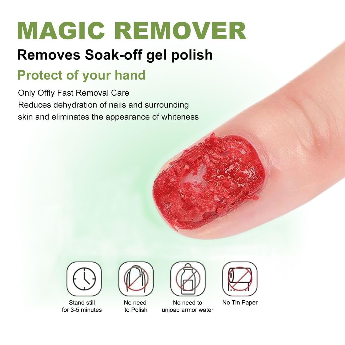 Removedor De Esmalte Gel, Gel Polish Remover, Gel Polish Remover Kit with Nail File & Nail Polish Scraper, 2-3 Minutes Quick Removedor, Professional Non-Irritating Nail Polish Remover