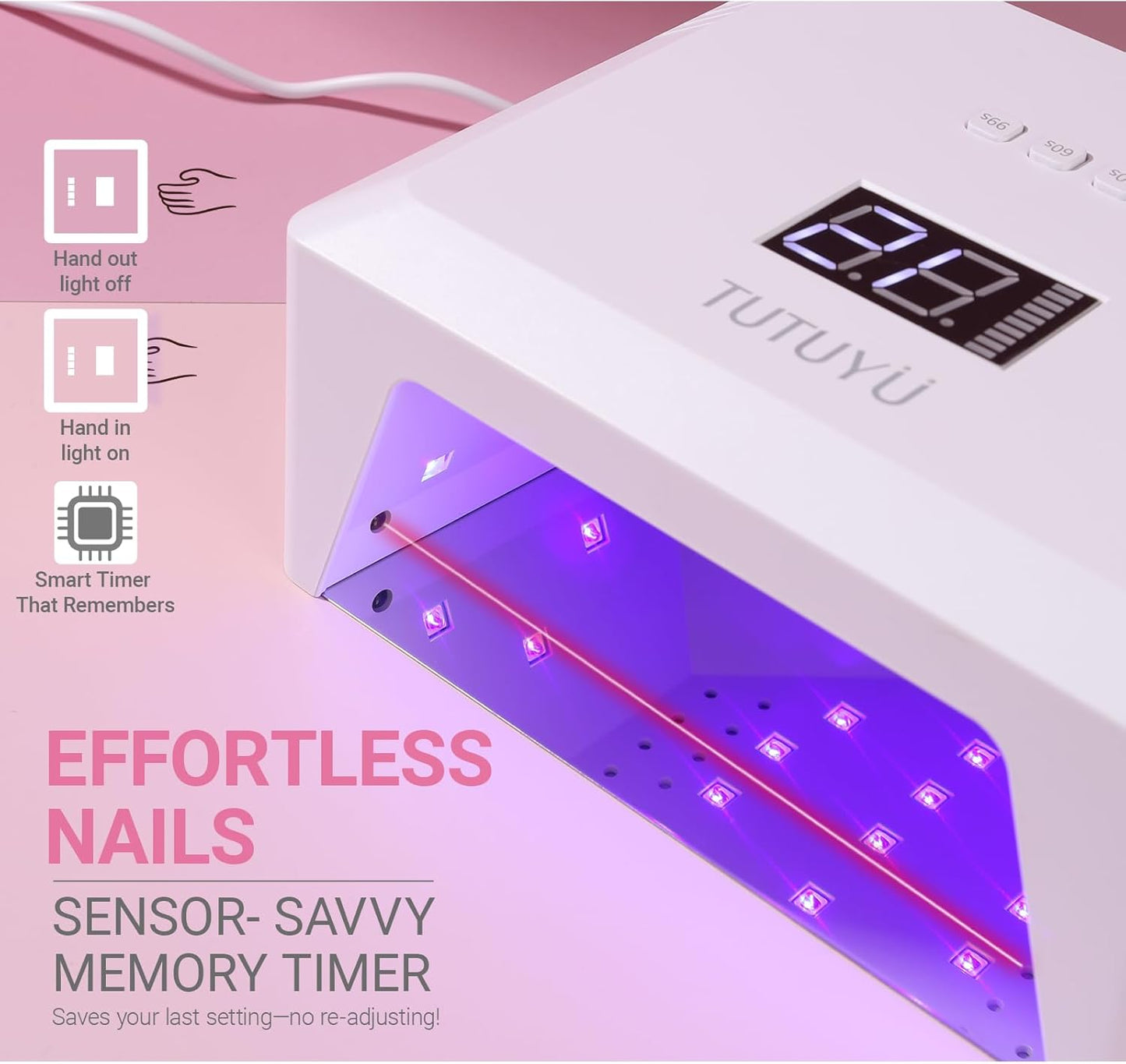 UV Nail Lamp for Gel Polish, 4 Timer, 30 LEDs,72W Hight Power,Compact Design with Smart Sensor & Removable Magnetic Reflective Base, Home DIY & Salon Professional Nail Dryer