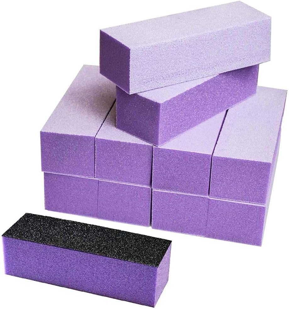 Karlash 10 PCS Nail Buffer Sanding Block Polisher Buffing File 100/180 (Purple White)