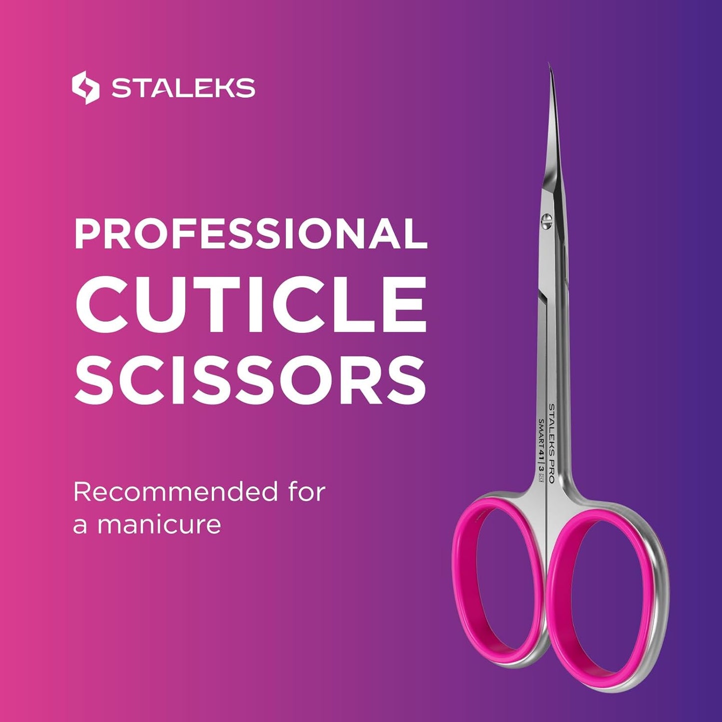 Staleks Professional Cuticle Scissors – Manicure Scissors, Stainless Steel, Extra Fine Curved Blades – Smart 41 Type 3 SS-41/3