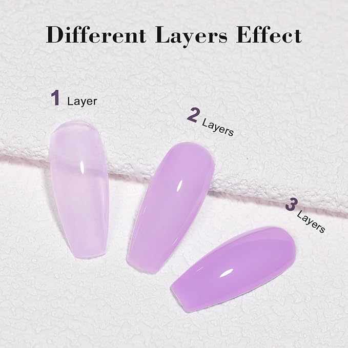 RARJSM Lavender Purple Nude Gel Nail Polish Neutral Sheer Ice Jelly Purple Gel Polish Transparent Nail GelPolish Soak off UV LED Cured for Home Salon DIY Manicure 15ml Single Bottle Summer Color