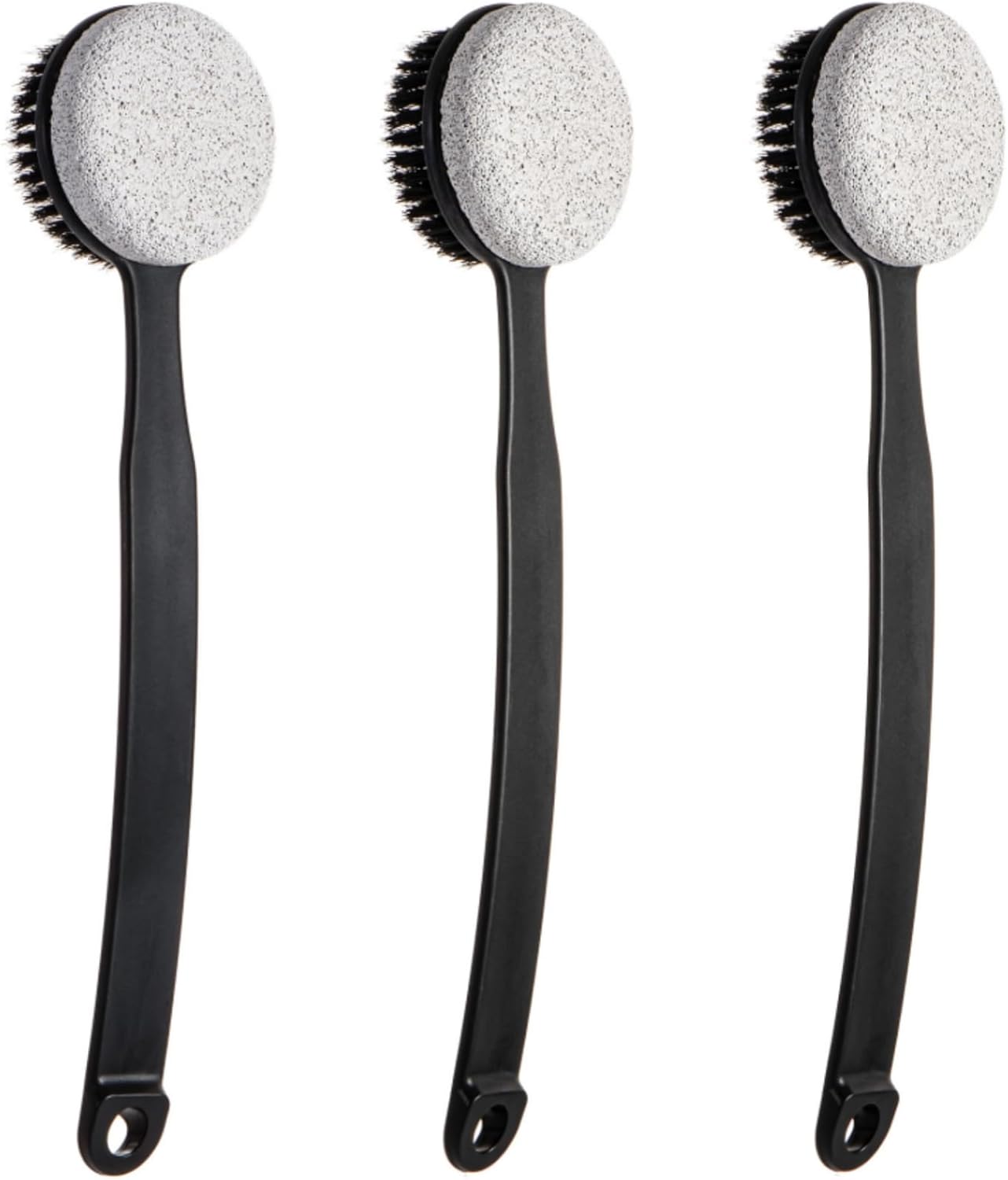 Pumice Stone for Feet and Shower Brush with Long Handle 13.7",Hard Skin Callus Remover, 2 in 1 Foot Scrubber Brush, Back Scrubber Body Brush for Shower Deep Cleansing and Exfoliating (Curved)