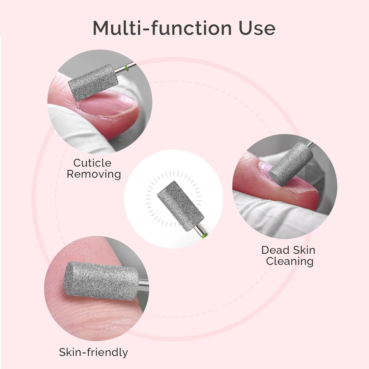 MelodySusie 6.5mm Barrel Shape Cuticle Clean Nail Drill Bit 3/32'', Professional Safety Carbide Diamond Under Nail Cleaner for Cuticle Dead Skin Nail Prepare, Beginners Bits, Series Bit-S, Coarse
