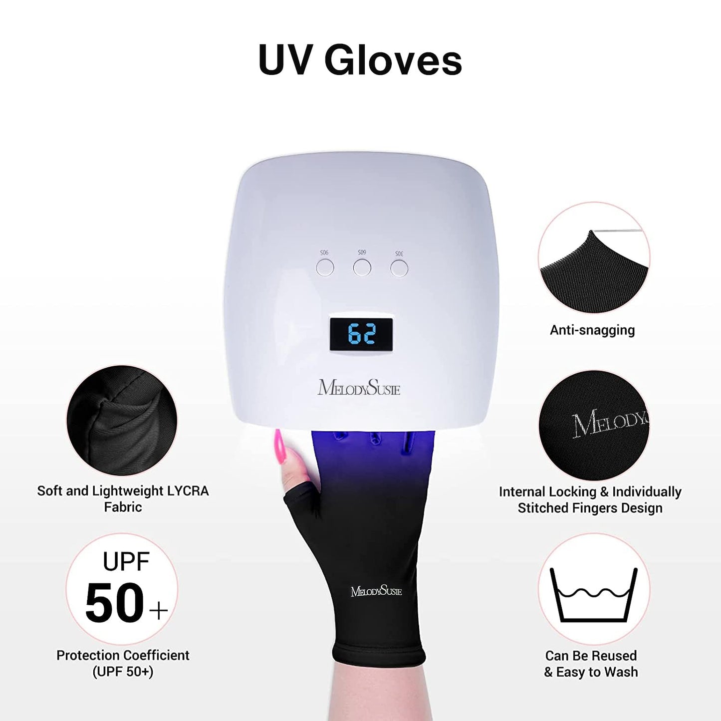 MelodySusie Professional UV LED Nail Lamp, P-Plus30I High Efficient Nail Dryer with 3 Timers & Detachable Base Cures All Hard Gels, Especially Rhinestone Glue, Solid & Liner Gel Polishes