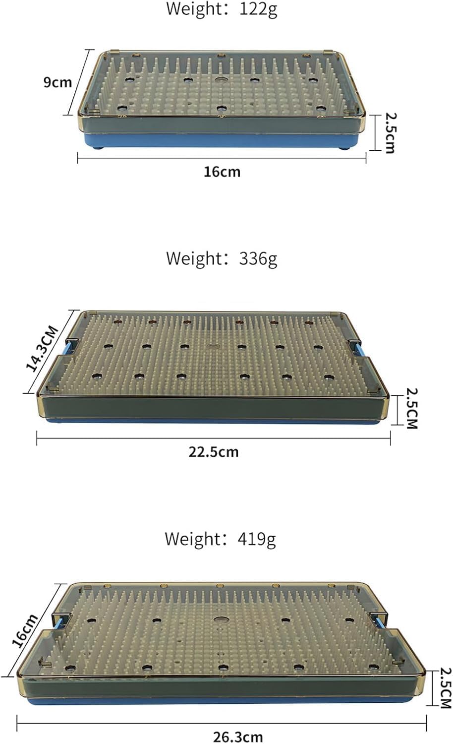 Dental Plastic Sterilization Tray Box Instrument Autoclavebale Detachable Stand Box Holder with Silicone Mat (Medium)