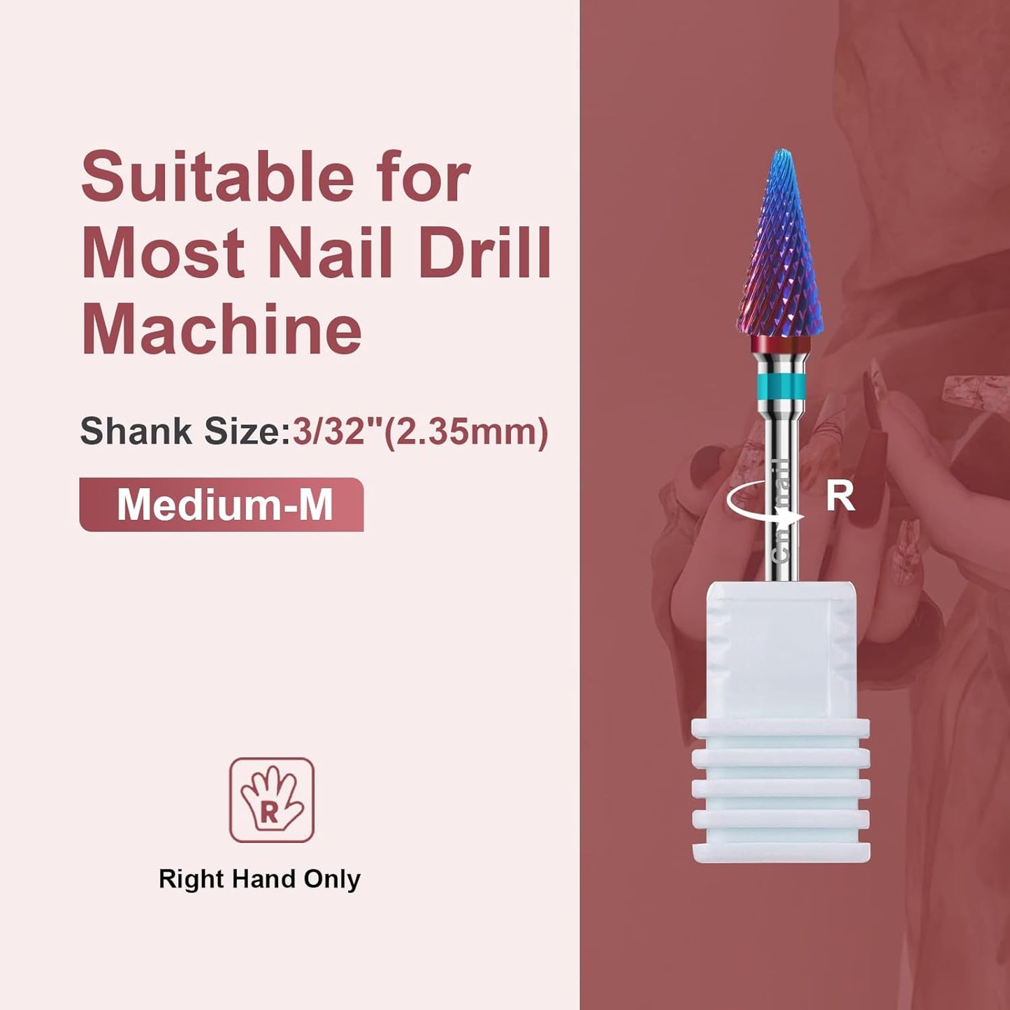 3/32" 2PCS Clean Umberllas Bits Medium Grit Carbide Cuticle Cleaner Bit for Electric Nail Drills – Professional Manicure Tool for Nail Salons and Home Use (M Grit. Purple)