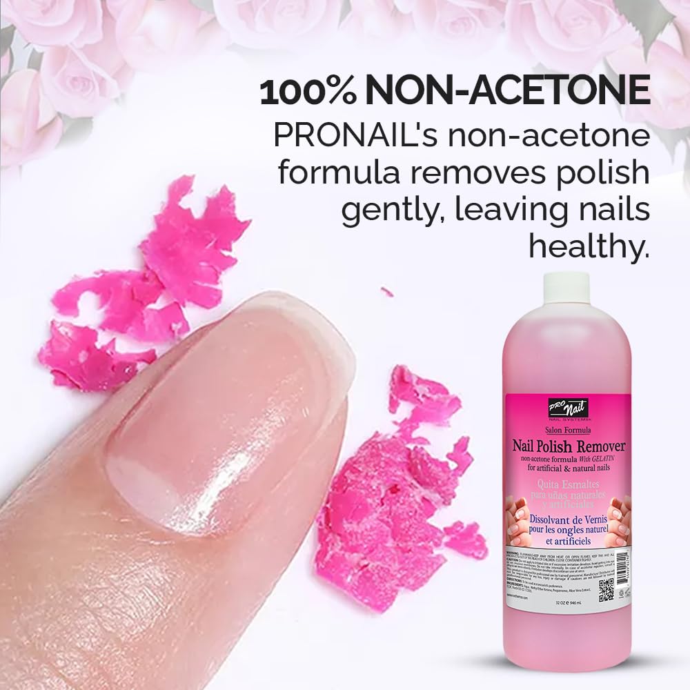 PRONAIL - Non-Acetone Nail Polish Remover, Professional, Maximum Strength, 32 Oz