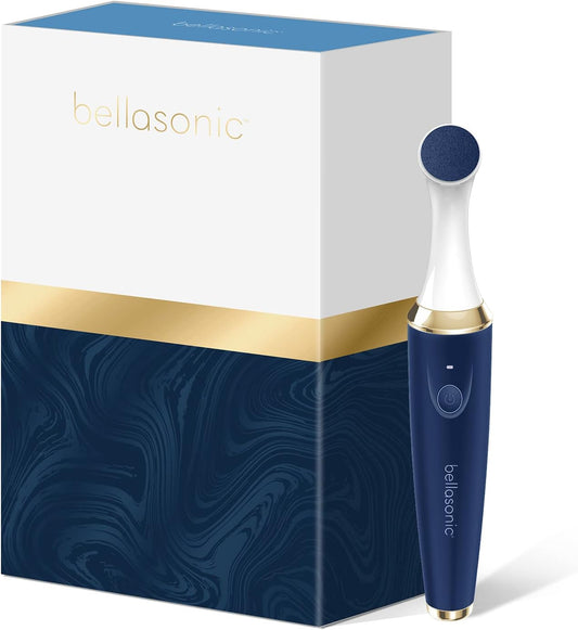 BELLASONIC 4-in-1 Rechargeable Electric Nail File Set with Travel Pouch – Unique Oscillating Head – Shape, Smooth, Buff & Shine Nails – Remove Cuticles & Calluses (Navy/Gold)