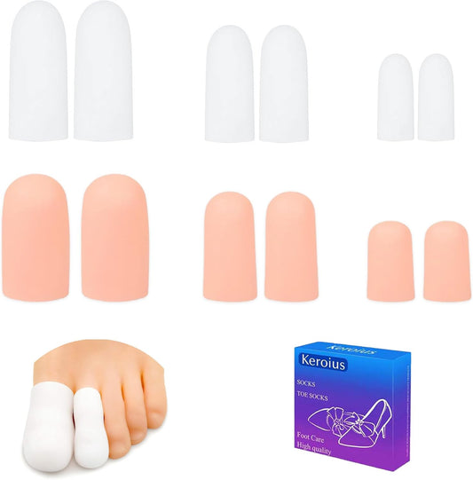 6 Pairs Silicone Toe Caps Hammer Toes Covers Flexible Stop Toe Pain Toe Guards Soft Toe Protectors for Women Men Toe Sleeves for Corns Blisters Calluses