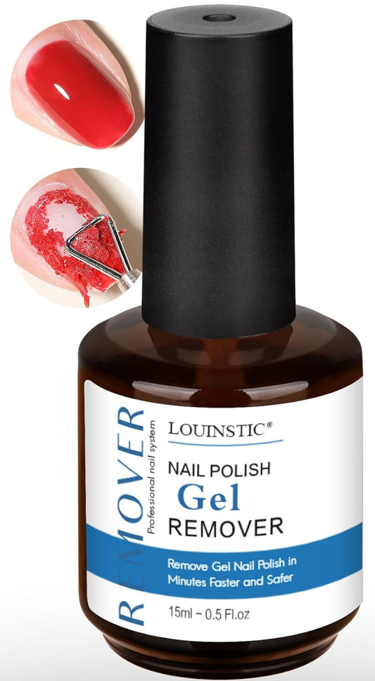 LOUINSTIC 15 ml Gel Nail Remover – Professional & Fast Gel Polish Remover, Acetone-Free Gel Remover for Nails, Quick 2–5 Min No-Soak & No-Foil Removal, Non-Irritating Nail Care Solution for Home DIY