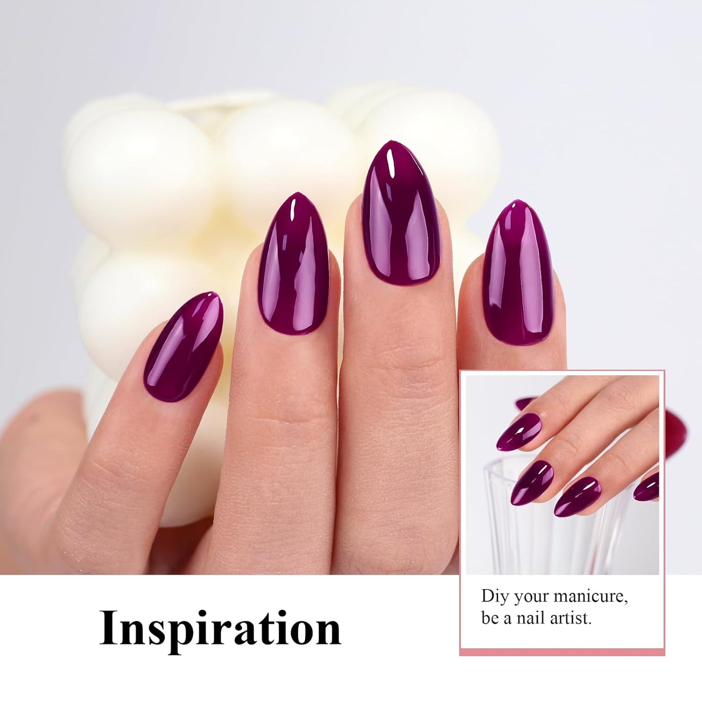 Imtiti Gel Nail Polish, 0.5 Fl Oz Wine Purple Gel Polish Soak Off LED U V Nail Gel Polish Spring Summer Gel Nail Polish DIY Nail Art Starter Manicure Salon Gel Nail Kit for Women Girls
