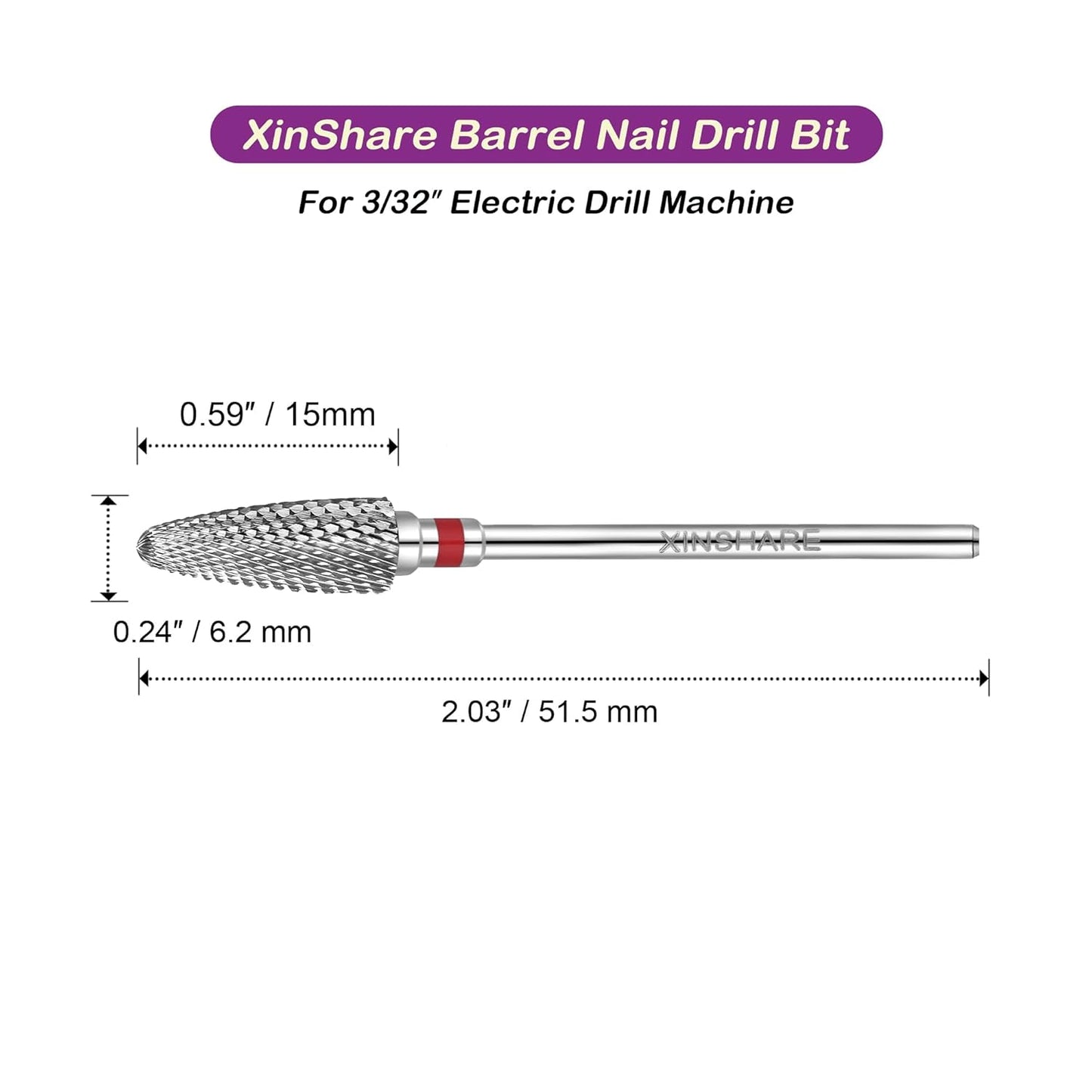 Nail Drill Bits 3/32" Carbide Professional Safety Tungsten Nail File Cone Drill Bit for Acrylic Nail Gel Cuticle cleaner Manicure Pedicure Nail Polishing, Beginner Salon,Fine