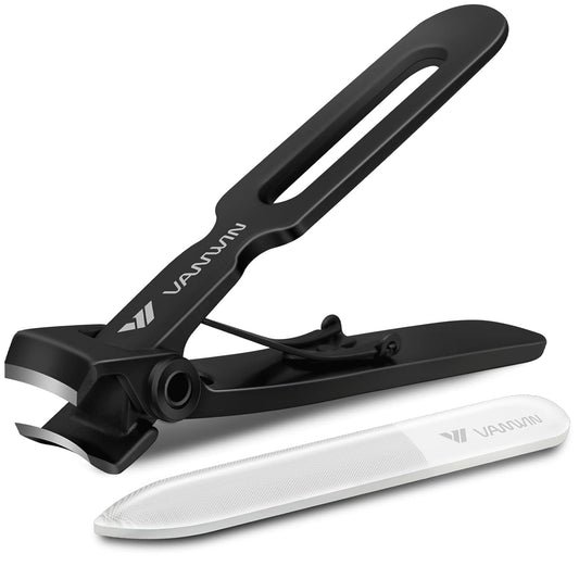 Nail Clippers for Thick Nails, 16mm Wide Jaw Opening Oversized Toenail Clippers Cutter with Sharp Curved Blade and Nail File, Heavy Duty Stainless Steel Fingernail Clippers for Seniors Elderly