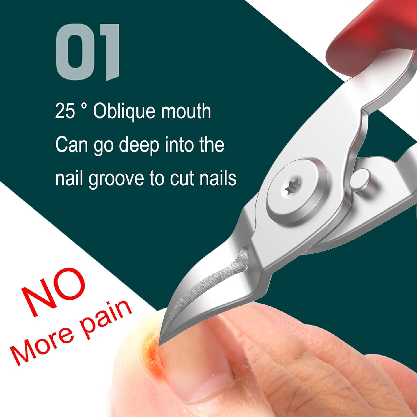 Ingrown Toenail Clippers (Upgrade), Steel Nail Clippers for Professional Podiatrist, Unique Long Handle Curved Blade Tool for Thick & Ingrown Nails, Suitable for Men, Women and Elderly (red)