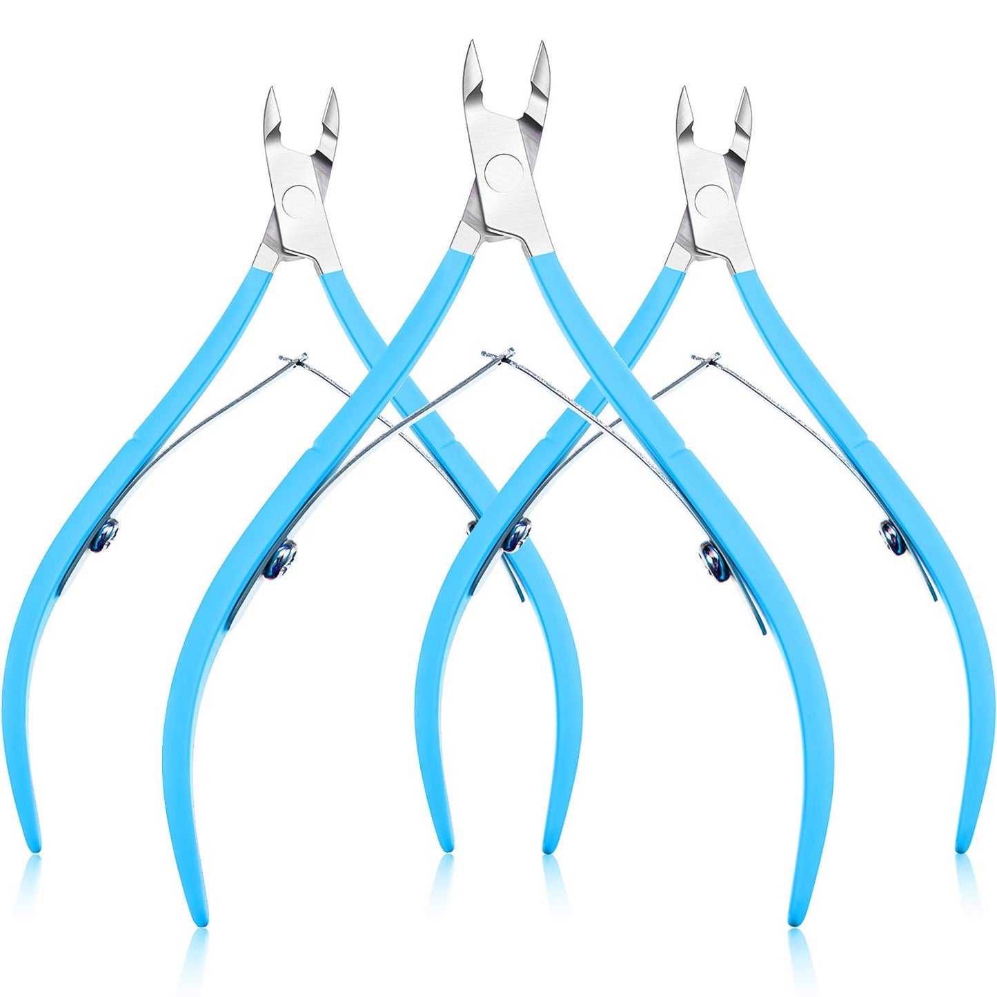 Mudder 3 Packs Cuticle Nippers Cuticle Cutter Stainless Steel Professional Nail Cuticle Trimmer Pointed Blade Cuticle Remover Scissors Pedicure Manicure Tool for Fingernails and Toenails (Blue)