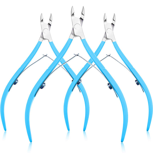 Mudder 3 Packs Cuticle Nippers Cuticle Cutter Stainless Steel Professional Nail Cuticle Trimmer Pointed Blade Cuticle Remover Scissors Pedicure Manicure Tool for Fingernails and Toenails (Blue)