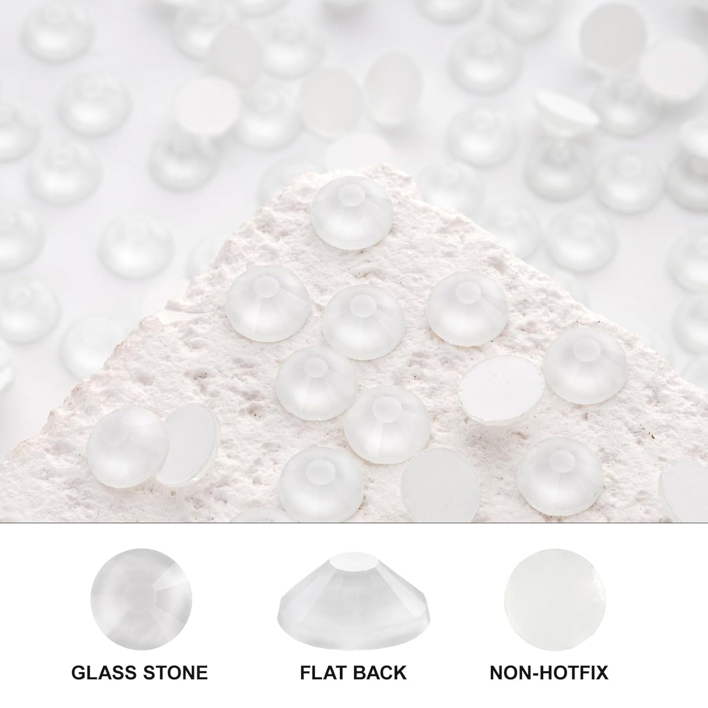 Novani 3000 Pieces Flatback Rhinestones Glass Round Gems Neon-White Crystals for Nail Art DIY Crafts Clothes Shoes,SS16,3.8-4.0mm