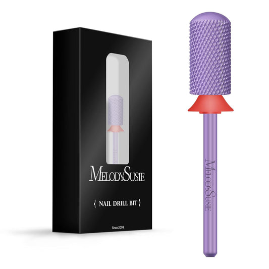 MelodySusie Safety Nail Drill Bits, 3/32'' Smooth Round Top Large Barrel Carbide Bits, Suitable for Manicure Pedicure Cuticle Gel Polishing, Beginners Bits, Purple, Series Bit-S, F