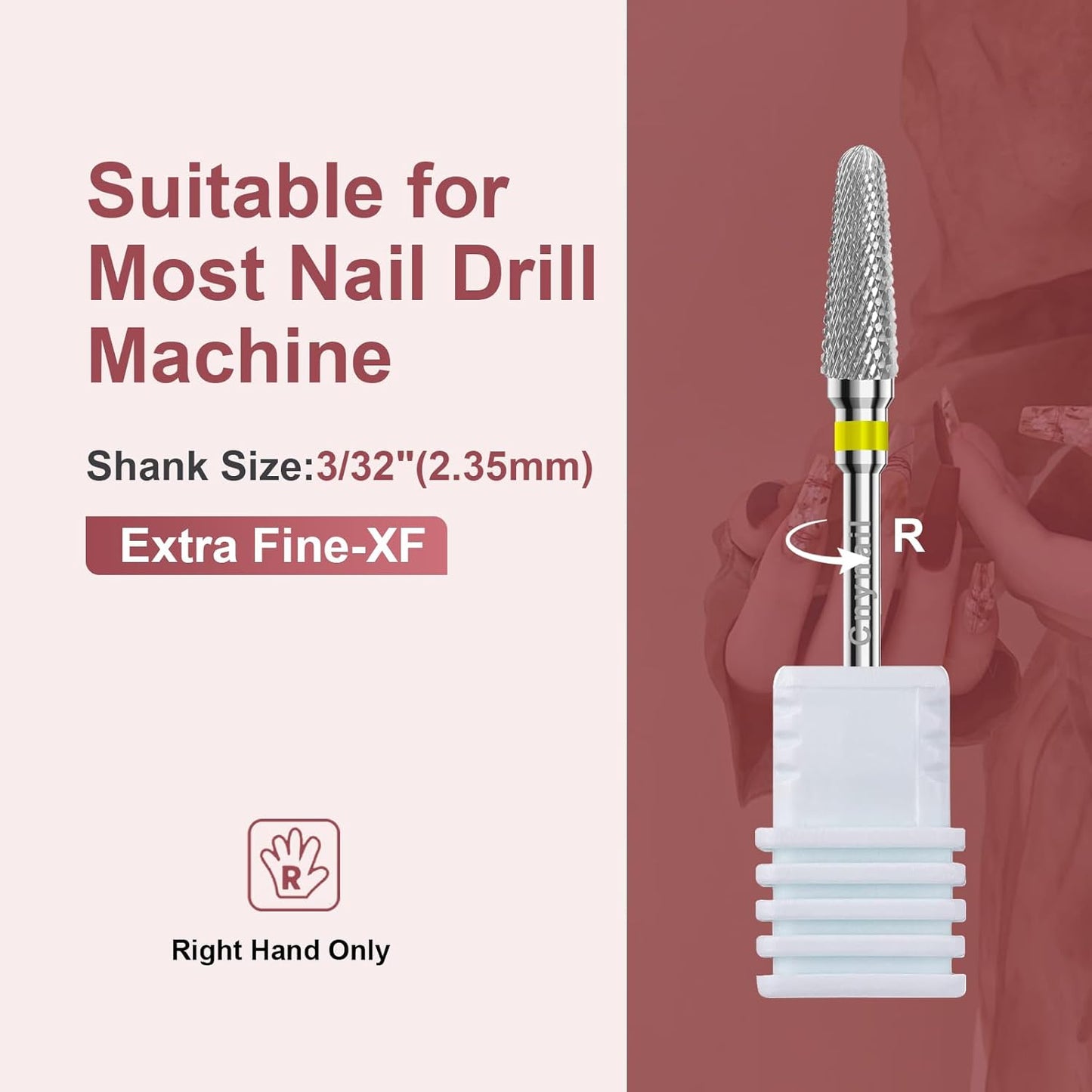 3/32" Clean Cone Bits Extra Fine Grit Carbide Cuticle Cleaner Bit for Electric Nail Drills – Professional Manicure Tool for Nail Salons and Home Use (XF Grit. Silver)