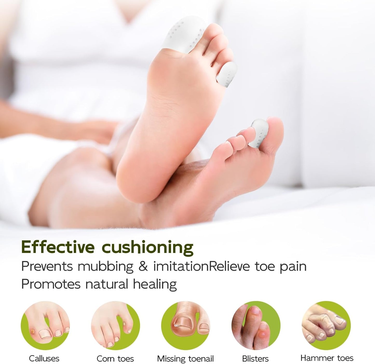 Bukihome 16 PCS Toe Protectors, Silicone Toe Caps Toe Sleeve Protectors, Prevent Pain Relief for Corns, Blisters and Ingrown Toenails，Great for Running, Walking, Stop Toe Pain(16 S) [Upgrade]