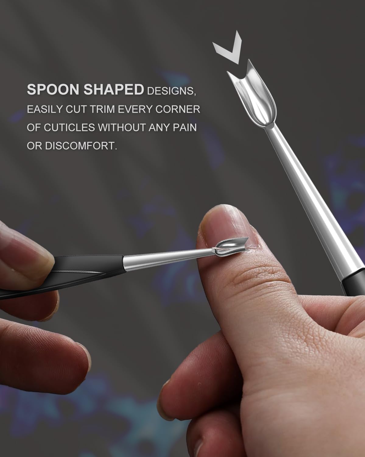 4PCS Manicure Tool Set, Professional Cuticle Pusher Cutter Trimmer Nail Polish Remover Nail File for Healthy Beautiful Nails, Stainless Steel Cuticle Knife for Fingernails Toenails