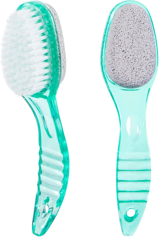 2 Pcs Foot Brush for Shower with Handle 2 in 1, Ooloveminso Large Foot Pumice Stone Brush Scrubber Foot File Calluses Remove Suitable for Horniness Foot Spa, Foot Care Smooth Skin (Green)