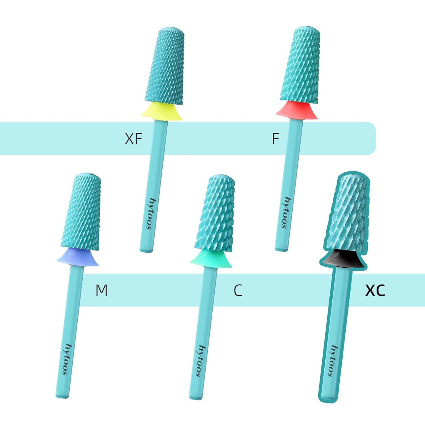 Safety Tapered Nail Drill Bit, Green Coated Tungsten Carbide Rounded Barrel Nail Bits for Thick Gel & Acrylic Removal, Manicure Tools Pro Electric File Drill Accessories, XC