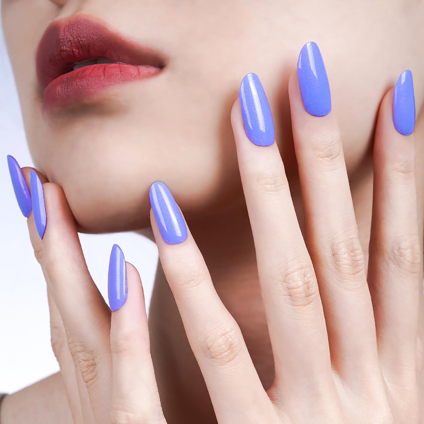 WOKOTO 20 Pcs Sky Blue Semi Cured Gel Nail Strips With Nail File & Wooden Stick, Solid Nail Polish Strips Gel Nail Stickers Full Nail Wraps For Women, Long Lasting Stick On Real Nail Polish Stickers