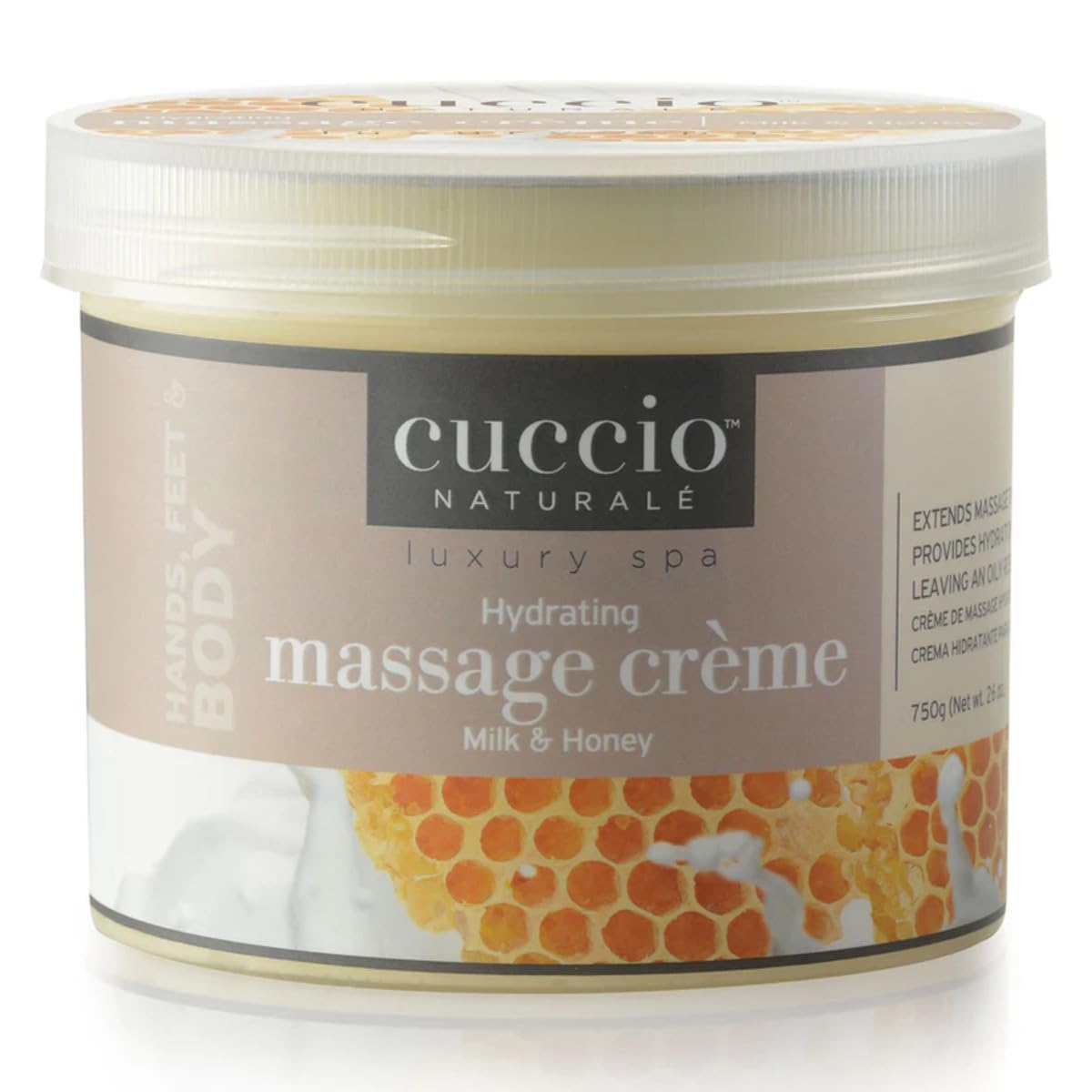 Cuccio Hydrating Massage Crème – Milk & Honey, 26 ounce – Luxurious Moisturizing Cream for Professional Spa and Home Use, Deep Hydration, Non-Greasy Formula