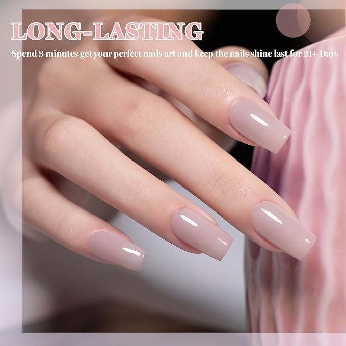 RARJSM Nude Soft Matte Pink Gel Nail Polish Neutral Skin Tone Sheer Jelly Gelpolish 1PC 15ml Single Bottle Creamy Transparent Natural Nudegel Polish Soak off Cured for Home Salon French Manicure