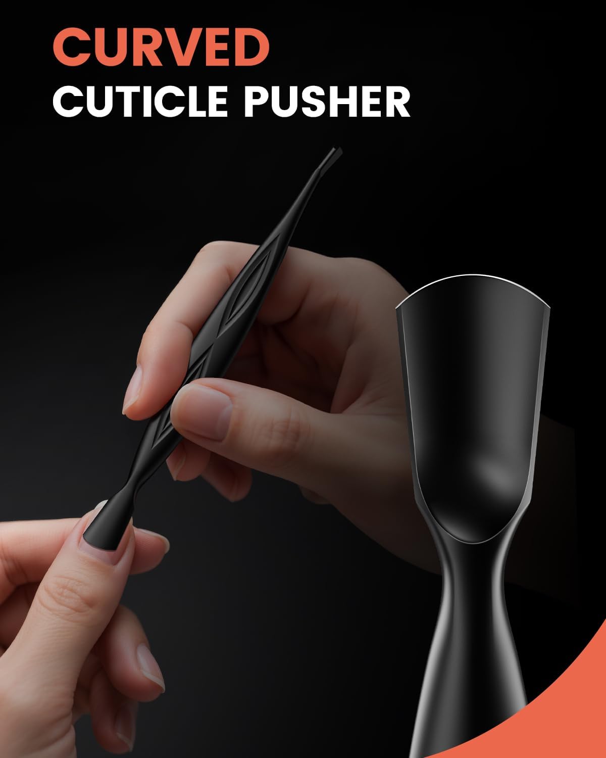 BEZOX Cuticle Trimmer - Elegant Precision Cuticles Pusher & Fork, Dual-Ended Stainless Steel Nail Cuticle Stick for Exquisite Manicures and Pedicures - Black