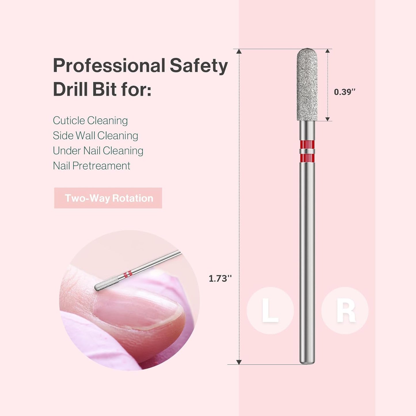 MelodySusie 3mm Rounded Top Barrel Cuticle Clean Nail Drill Bit 3/32'', Professional Safety Carbide Diamond Under Nail Cleaner for Cuticle Dead Skin Nail Prepare, Beginners Bits, Series Bit-S, Fine