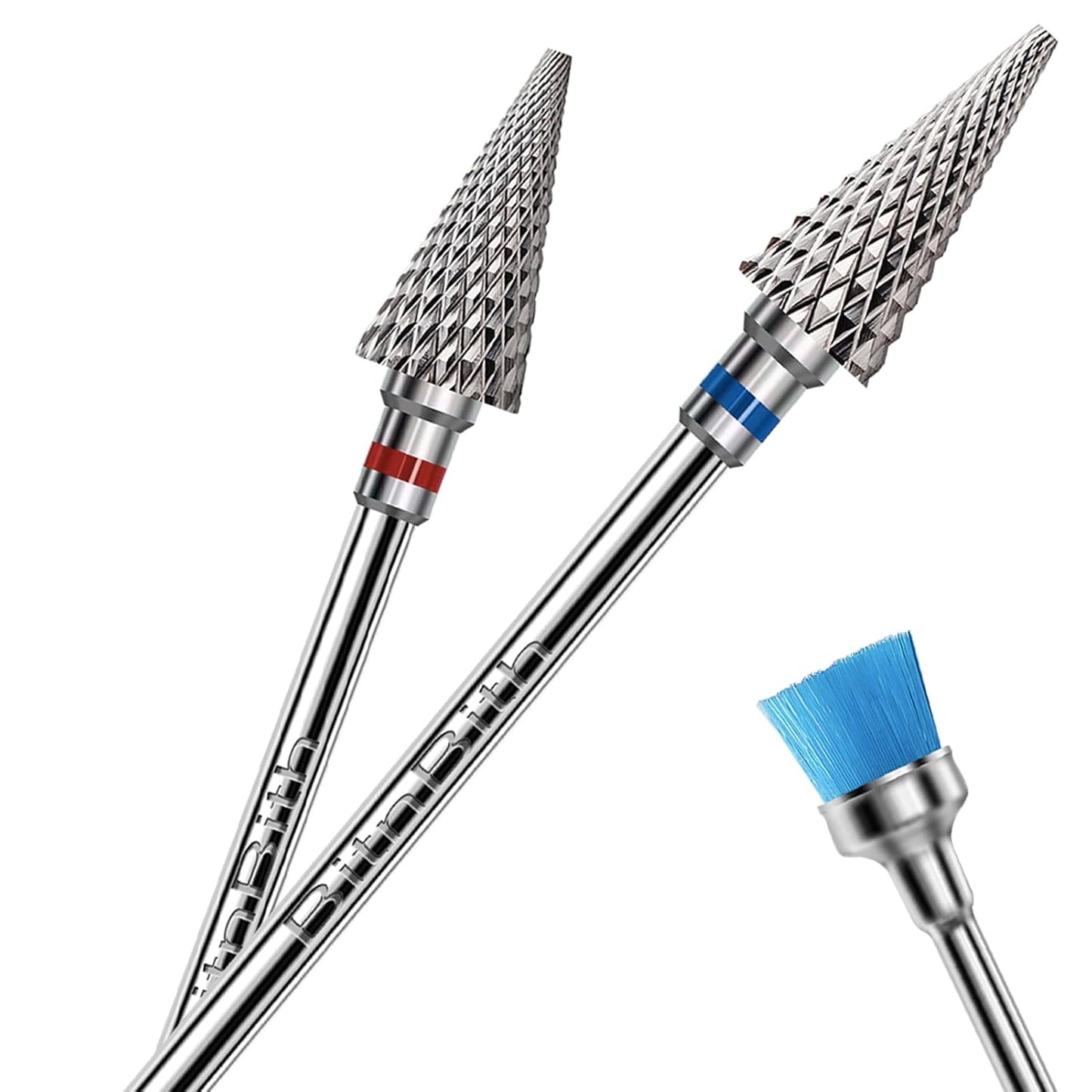 3pcs Nail Drill Bits Safety 3/32”Professional Acrylic Nail Carbide Tapered Nib Bit for Cuticle Dead Skin Remover,Multifunction Drill Bit for Nail Gel Polishing,Manicure Pedicure
