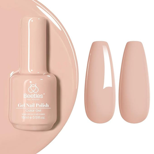 Beetles Gel Nail Polish, 1 Pcs 15ml Skin Nude Neutral Color Soak Off Gel Polish Nude Nail Art U V Lamp Manicure Salon DIY at Home Spring Gift