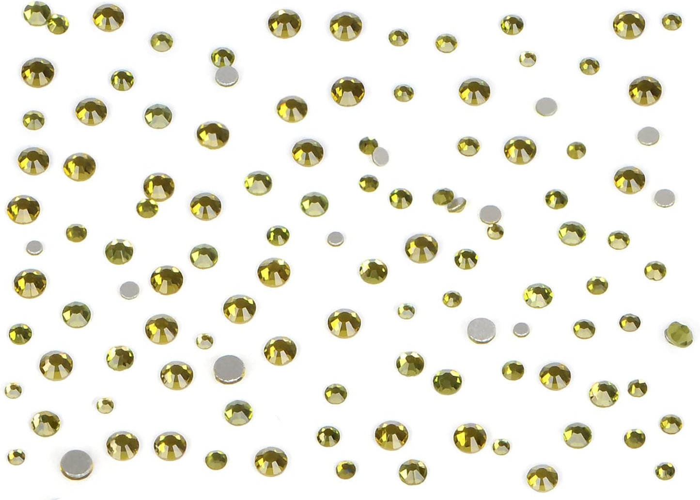 Bymitel 7200 Pieces 6 Mixed Sizes Glue Fix on Glass Rhinestones Round Crystal Gems Flatback for DIY Jewelry Making with one Picking Pen(6-Sizes 7200PCS, Olivine)