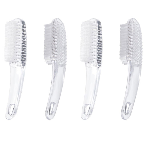 6 Pcs Handle Grip Nail Brushes for Cleaning, Long Handle Fingernail Cleaner, Hand Nail Toes Cleaning and Scrubbing Brushes, Pedicure Nail Scrubber Non-Slip for Men and Women, Clear