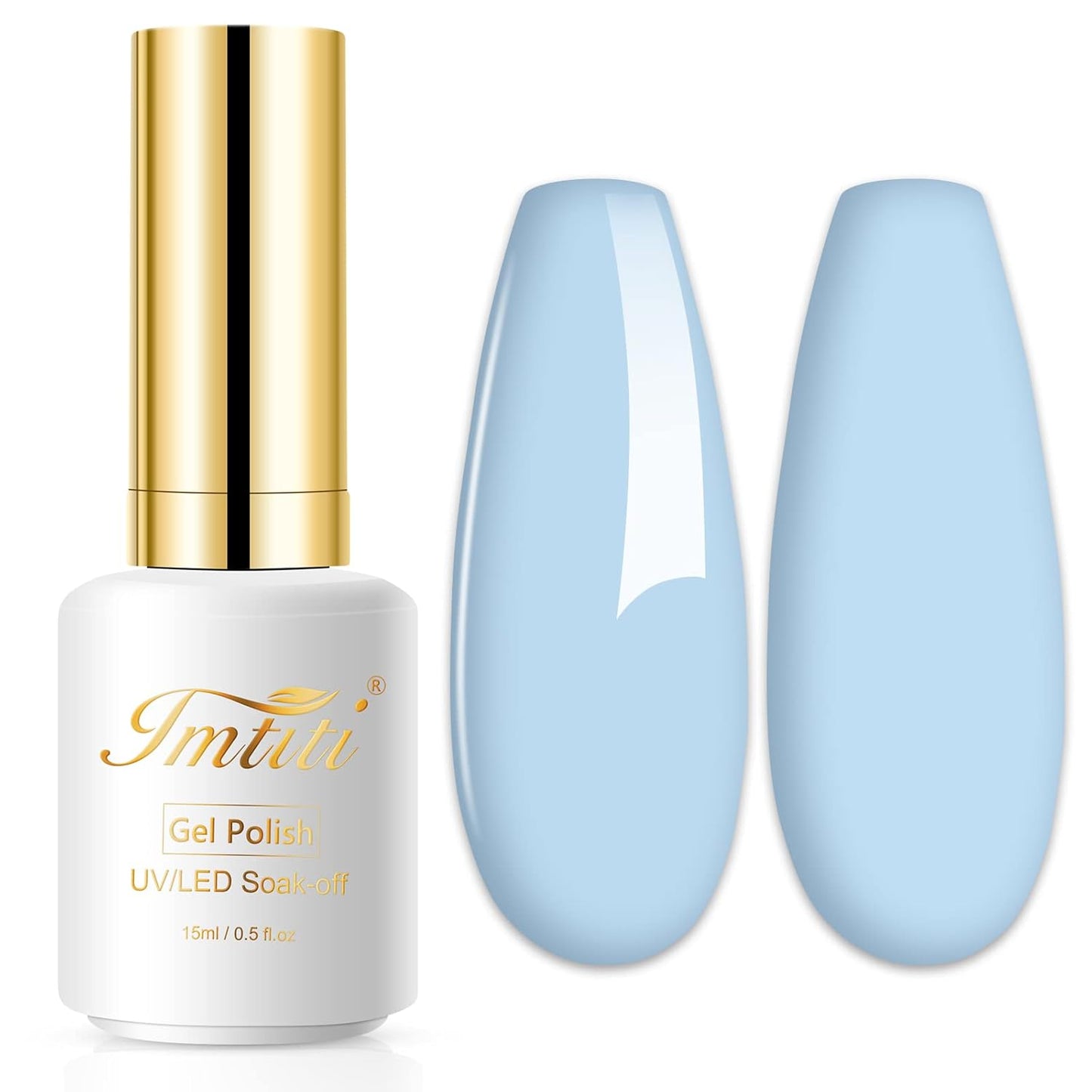 Imtiti Pastel Gel Nail Polish, 1 Pcs 0.5 Fl Oz Pastel Blue Gel Polish Soak Off LED U V Nail Gel Polish Spring Summer Easter Gel Nail Polish DIY Nail Art Starter Manicure Salon Gel Nail Kit