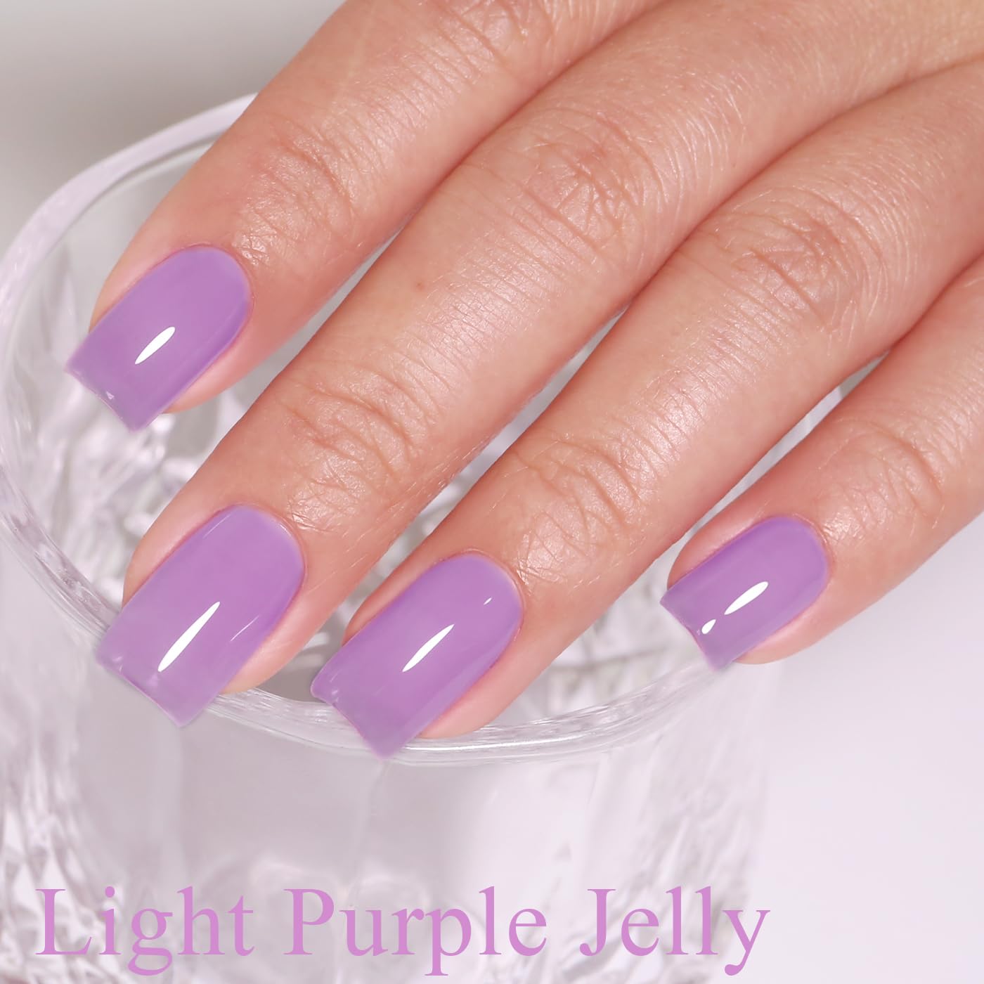 Imtiti Jelly Gel Nail Polish, Light Purple Sheer Jelly Nail Gel Polish Soak Off UV LED Spring Summer Translucent Art Manicure Salon DIY Design 10ML