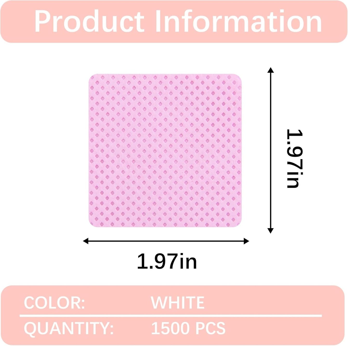 1500Pcs Lint Free Nail Wipes, Pink No Lint Nail Wipes for Gel Nails Lint Free Polish Remover Wipe Eyelash Extensions Glue Nails Cleaning Pads Supplies