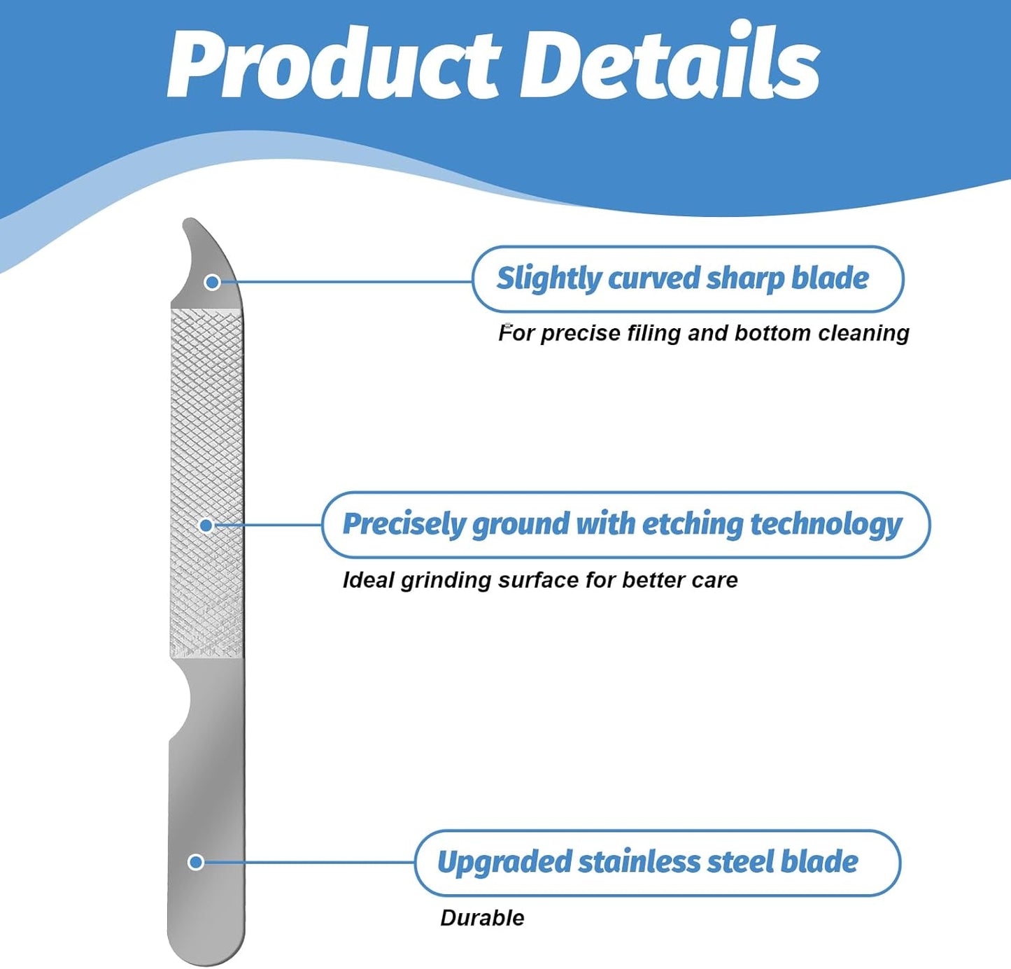 12 PCS Metal Nail Files for Women Stainless Steel Finger Nail Buffer Double-Sided Precision Fingernail Files with Curved Sharp Pointed Tip Thin Durable Nails File Bulk for Salon Home Travel