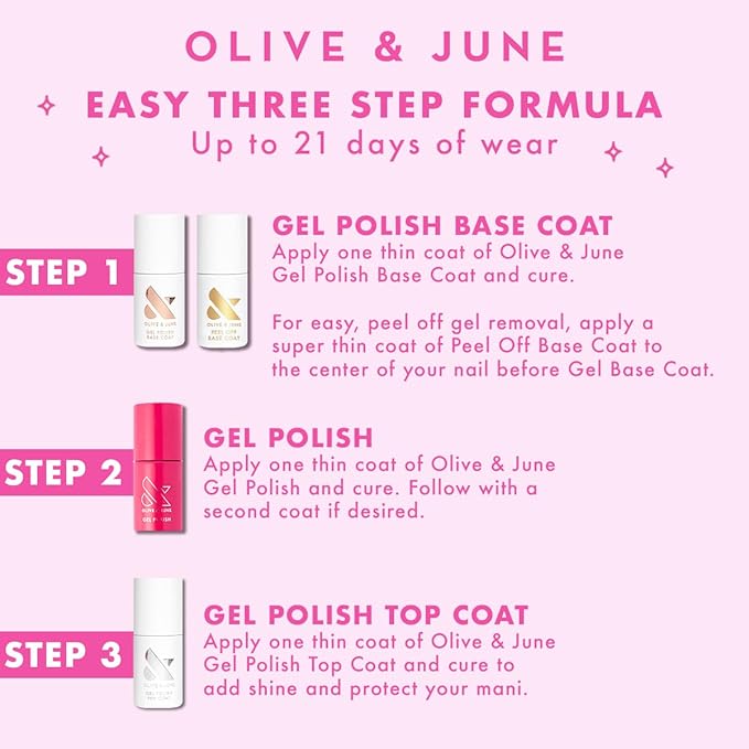 Olive & June Gel Polish | UV LED Nail Lamp Needed | Long Lasting Formula | Up to 21 Days of Wear | Damage-Free Removal | Salon-Quality Manicure, Pedicure at Home | KMC | Pastel Sage