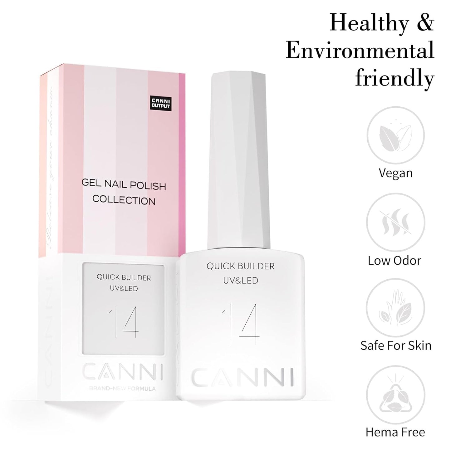 CANNI Quick Builder Nail Gel for Nails – 9ML White Soak-Off Nail Strengthening Gel for Apex Building DIY UV LED Manicure