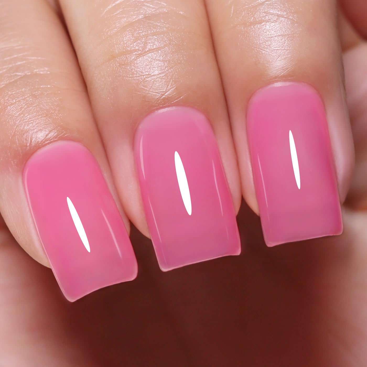 Imtiti Jelly Gel Nail Polish, Bright Pink Sheer Jelly Nail Gel Polish Soak Off UV LED Spring Summer Translucent Art Manicure Salon DIY Design 10ML