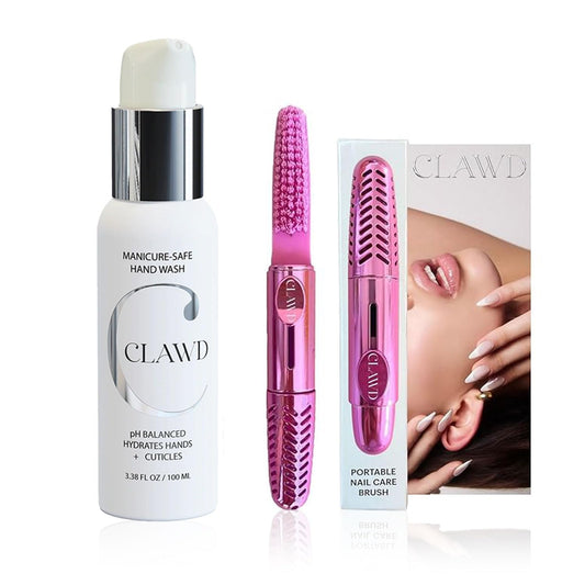 Pink Nail Brush for Cleaning Fingernails & Manicure Safe Antibacterial Hand Wash – Portable Soft Bristle Nail Scrubber with Keychain with 100ml Moisturizing Hand Soap