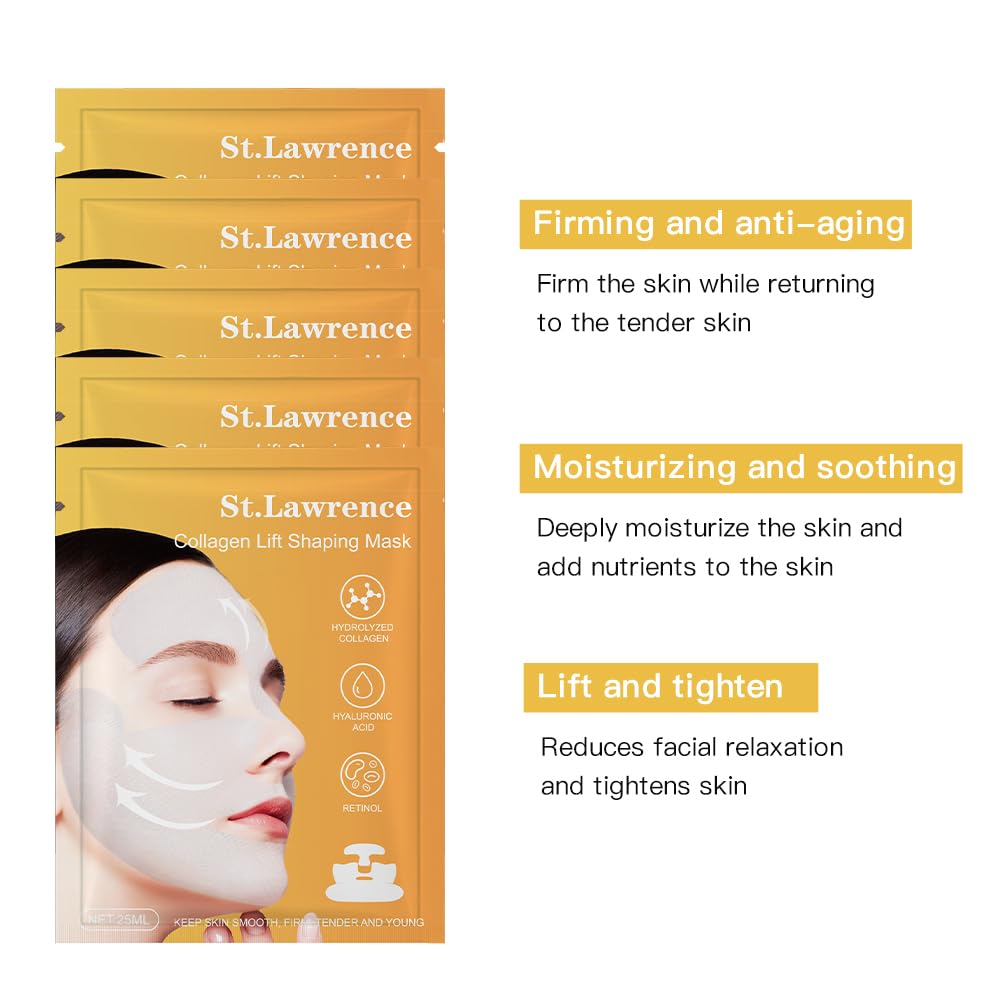 Collagen Lift Shaping Mask, Hydrating Hydrogel Mask, Moisturizing V Shaped Lifting Facial Masks for Women
