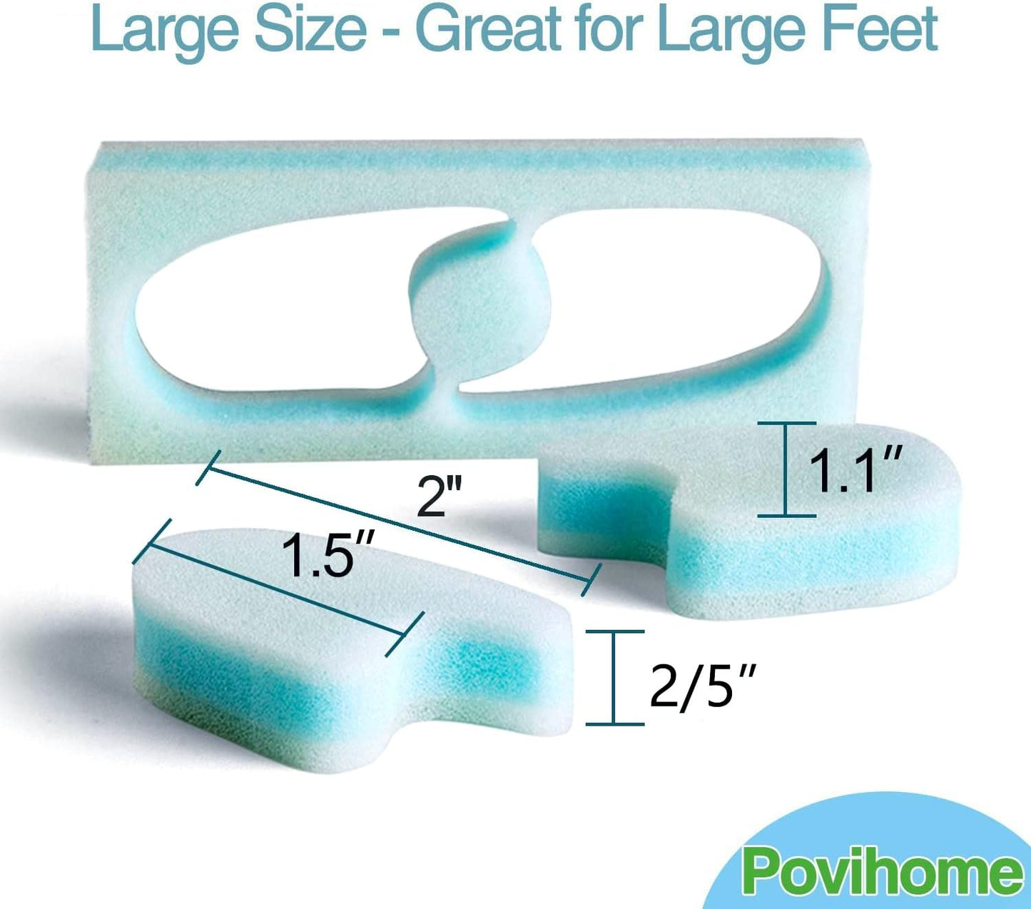 Povihome 10 Pack Foam Toe Spacers(2/5" Thick), 3-Layer Toe Separators - Large Size - to Align Crooked, Overlapping Toe, Relieve Corn, Blister and Reduce Irritation